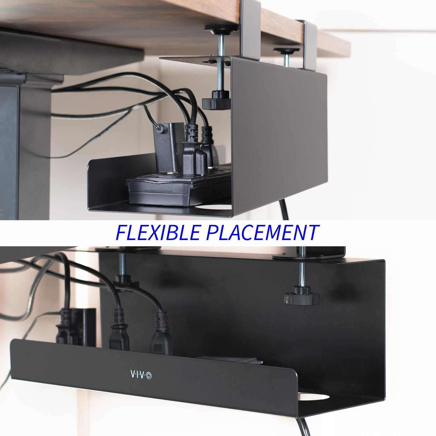 Black Clamp-on Cable Management Tray
