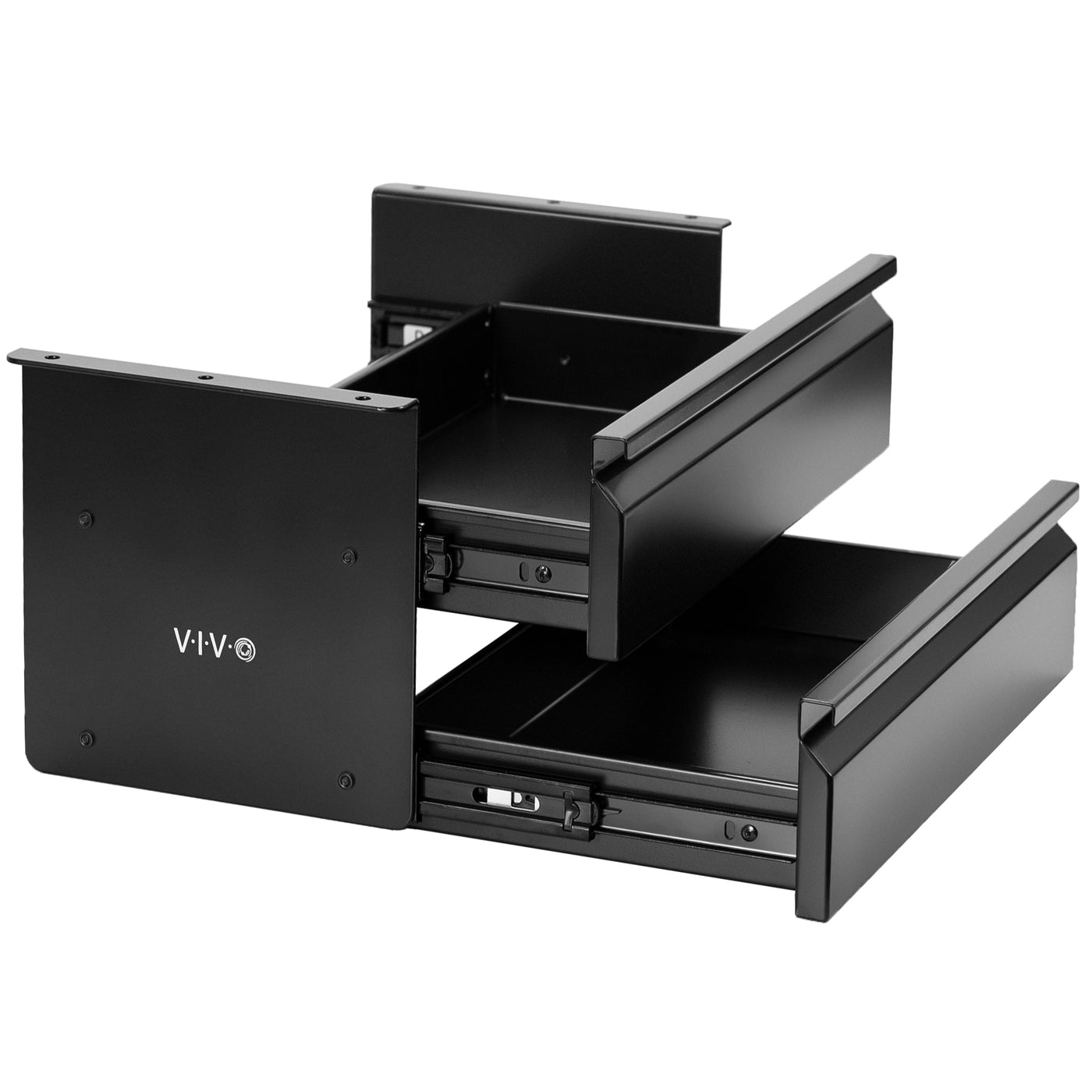 Pull Out Dual Level Under Desk Drawer set creates vertically stacked storage for your workstation.