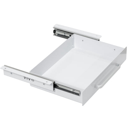 Low profile 13 inch under desk drawer with pull handle for convenient storage and organization.