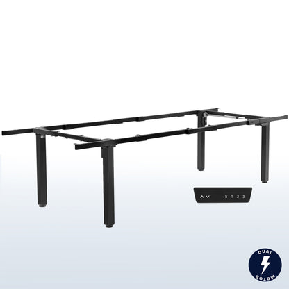 Electric four-legged dual motor desk frame. 