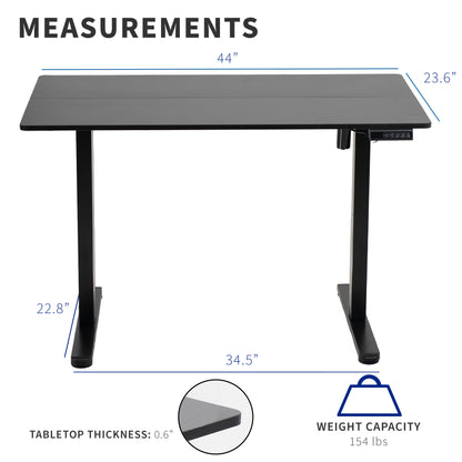 Spacious Electric 44" x 24" Sit Stand Desk Workstation Strong Weight Capacity