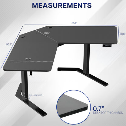 Large heavy-duty electric height adjustable corner desk workstation for active sit or stand efficient workspace.