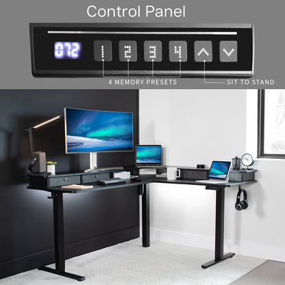 Advanced controller panel with three memory presets and a power-saving mode activated by touch.