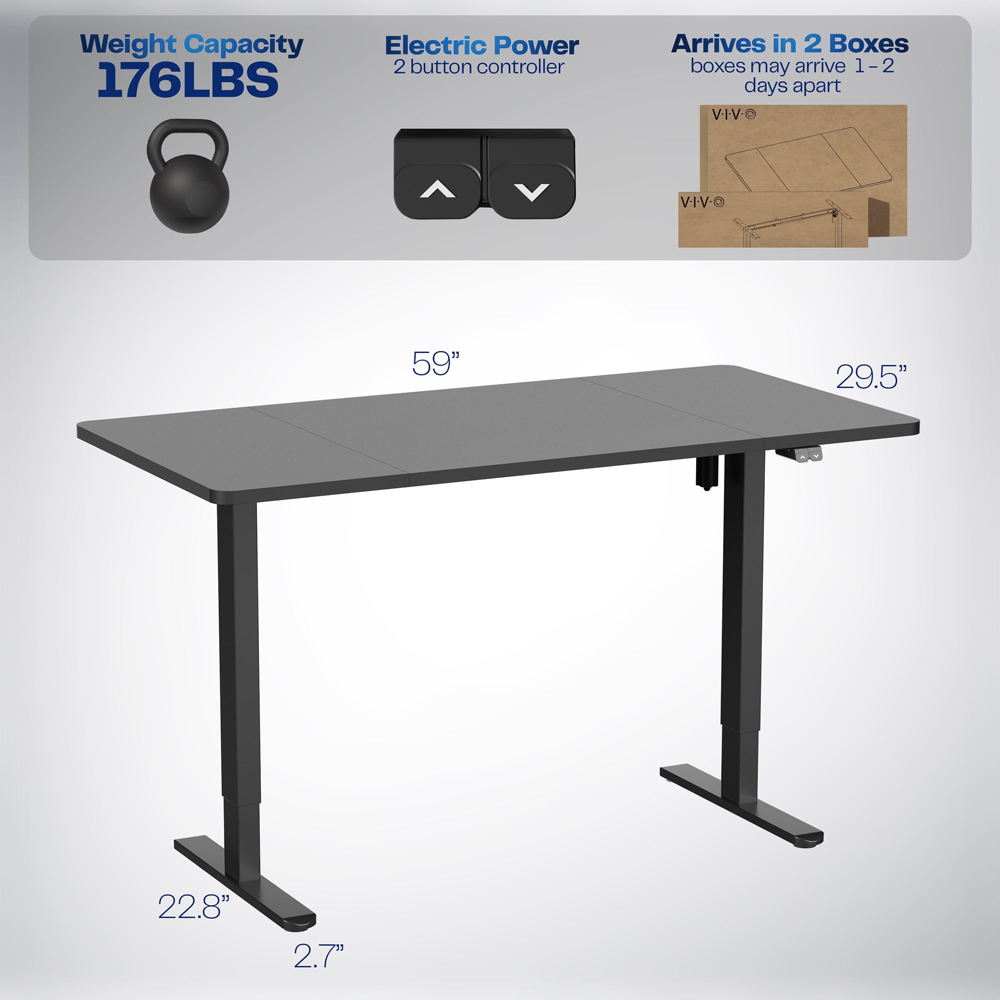 60" x 30" Height Adjustable Electric Desk