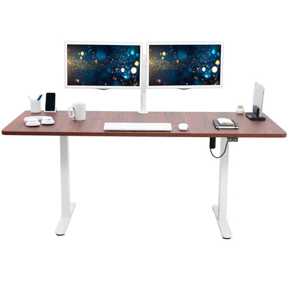 Wide surface sturdy sit or stand active workstation with adjustable height using 2 button control panel.