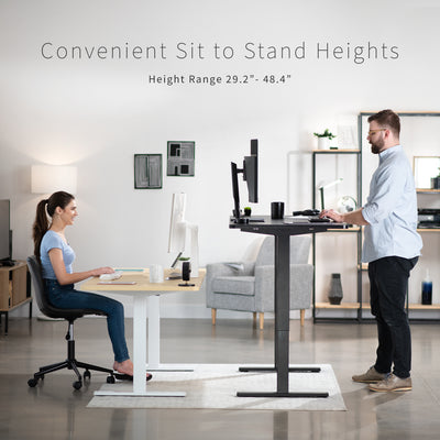 Telescoping two-tier legs providing smooth transitions from sitting to standing.