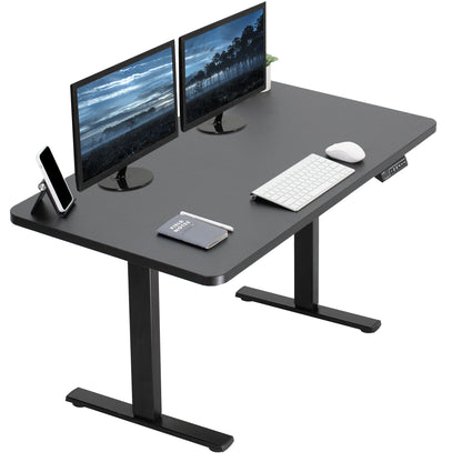 Sturdy ergonomic sit or stand active desk workstation with adjustable height using smart control panel.