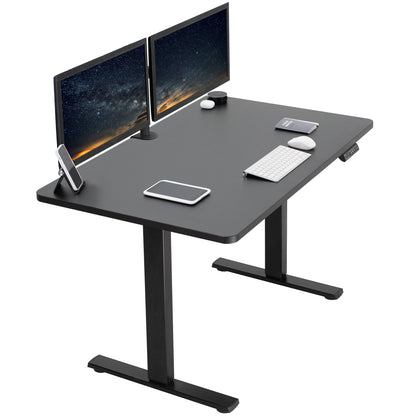 Sturdy ergonomic sit or stand active desk workstation with adjustable height using smart control panel.