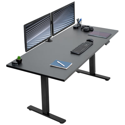 Electric Height Adjustable 71 x 30 inch Memory Stand Up Desk, Solid One-Piece Square Corner Table Top