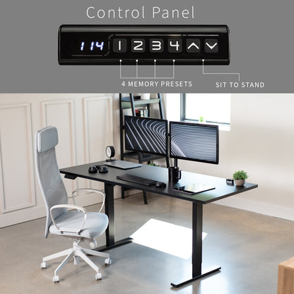 Electric Height Adjustable 71 x 30 inch Memory Stand Up Desk, Solid One-Piece Square Corner Table Top