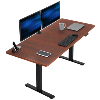 Large sturdy sit or stand modern desk with electric height adjustment options.