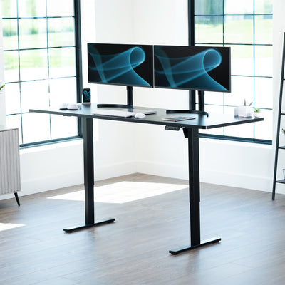 Extra large sturdy sit or stand active workstation with adjustable height using smart control panel.