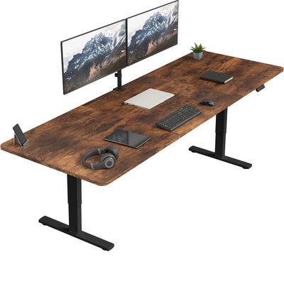 Extra large rustic sturdy sit or stand active workstation with adjustable height using smart control panel.