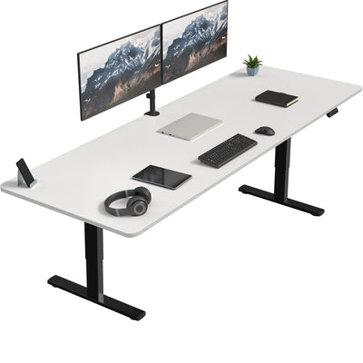 Extra large sturdy sit or stand active workstation with adjustable height using smart control panel.