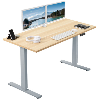 Electric Height Adjustable 55 x 24 inch Memory Stand Up Desk, Solid One-Piece Square Corner Table Top