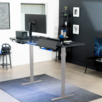 Height Adjustable Desk with Built-In Concealed Cable Trays, Complete Active Standing Workstation