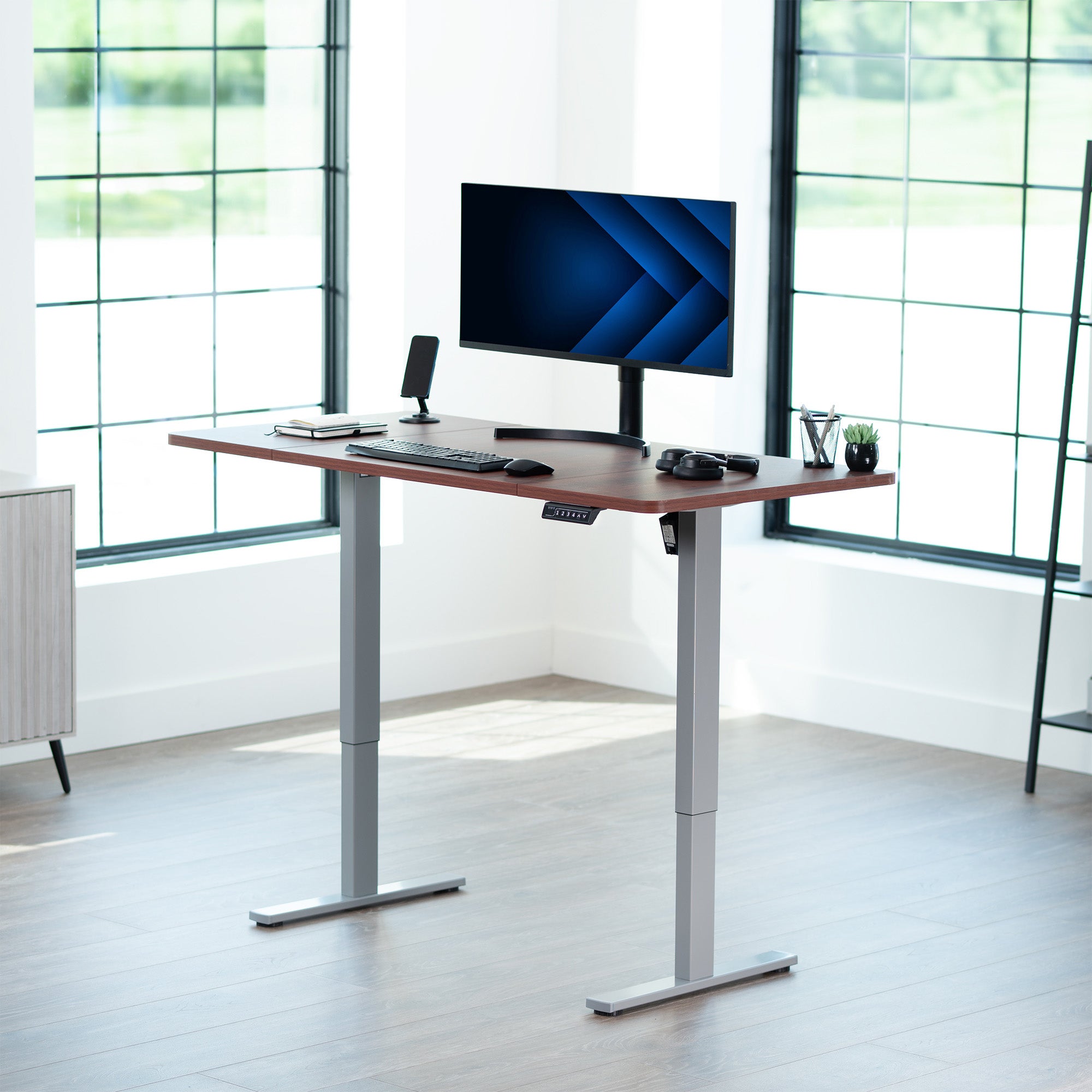 Single Motor Electric Desk with Push Button Memory Controller