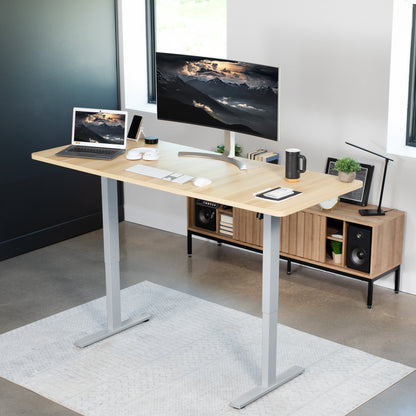 Large sturdy sit or stand active workstation with adjustable height using smart control panel.