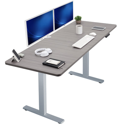 Large sturdy sit or stand modern desk with electric height adjustment options.