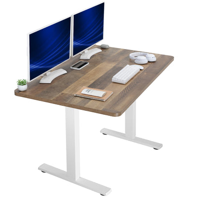 Sturdy ergonomic sit or stand active desk workstation with adjustable height using smart control panel.