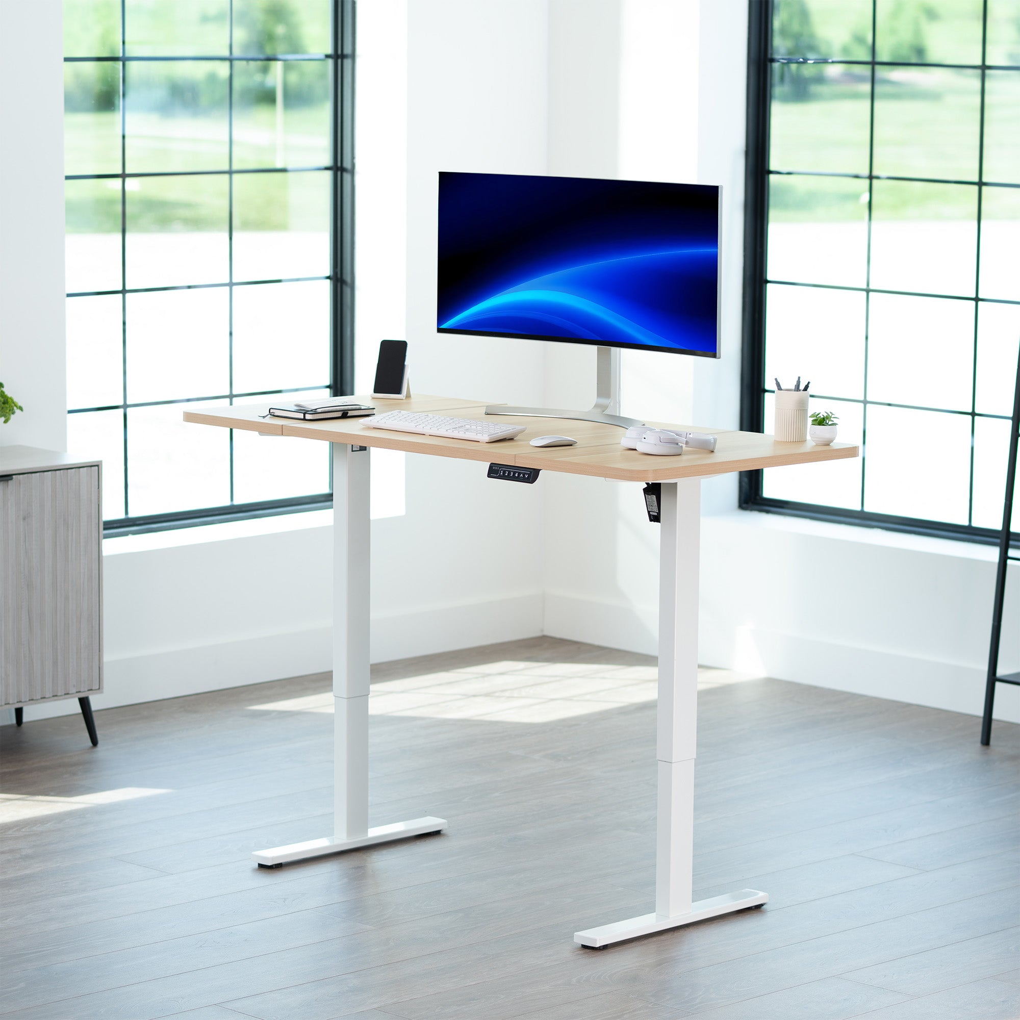 Single Motor Electric Desk with Push Button Memory Controller