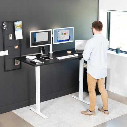 Large sturdy sit or stand active workstation with adjustable height using smart control panel.