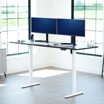 Extra large sturdy sit or stand active workstation with adjustable height using smart control panel.