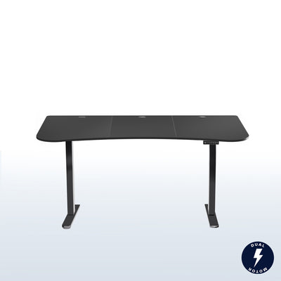 Large standing desk featuring smooth height adjustment, powerful dual motors, and a simple push-button controller featuring memory presets.