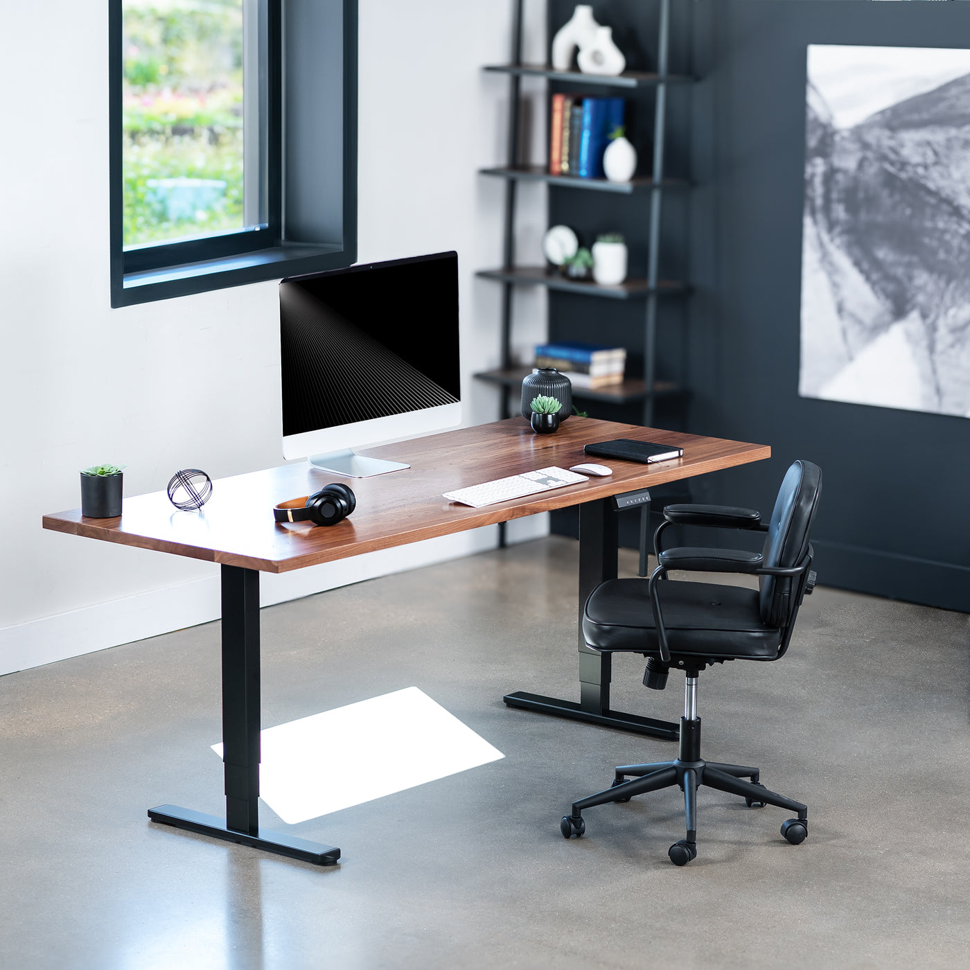 Solid Walnut / Black 71" x 30" Electric Desk