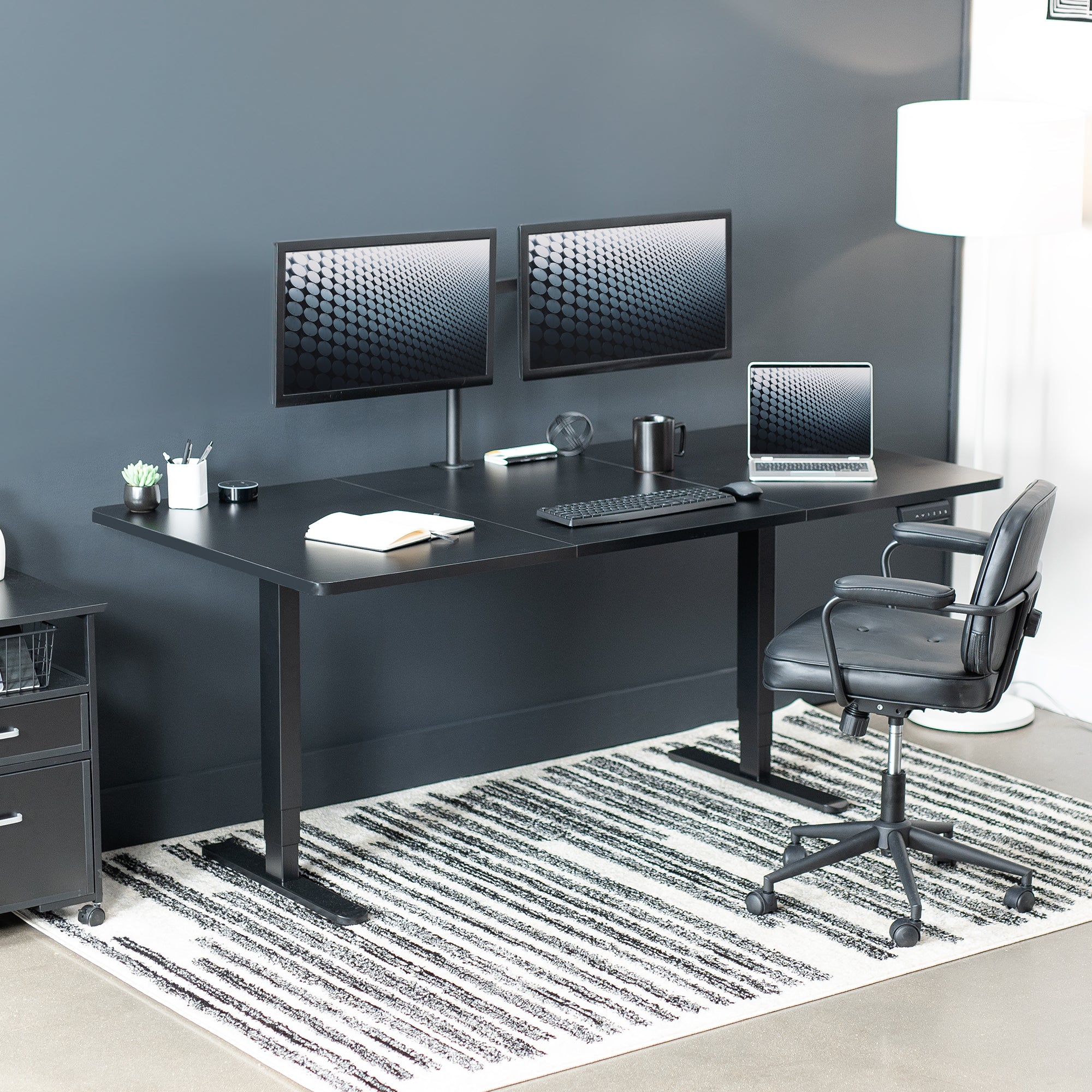 71" x 36" Electric Desk provides a convenient sit and stand workstation for the home or office.