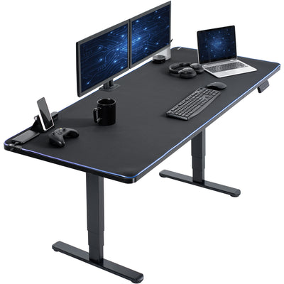 Large sturdy sit or stand active workstation with adjustable height and RGB pad.