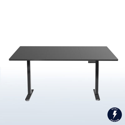 Large sturdy sit or stand active workstation with adjustable height using a memory control panel.