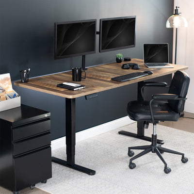 Large sturdy dry erase whiteboard top sit or stand active workstation with adjustable height using a memory control panel.