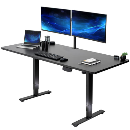 Heavy-duty electric height adjustable desktop workstation for active sit or stand efficient workspace.