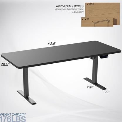 Heavy-duty electric height adjustable desktop workstation for active sit or stand efficient workspace.