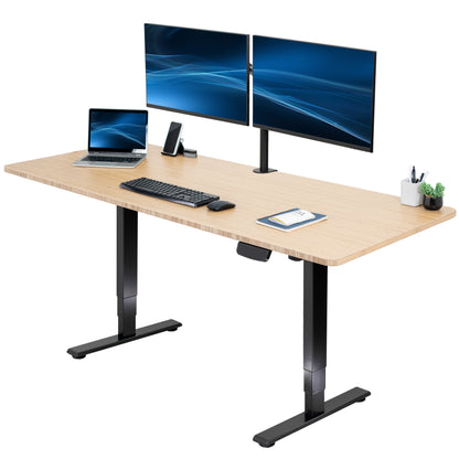 Heavy-duty electric height adjustable desktop workstation for active sit or stand efficient workspace.