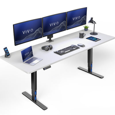 White Desktop 2E Series - 83" x 30" Electric Desk with Touch Screen Memory Controller