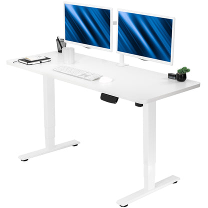 Heavy-duty electric height adjustable desktop workstation for active sit or stand efficient workspace.