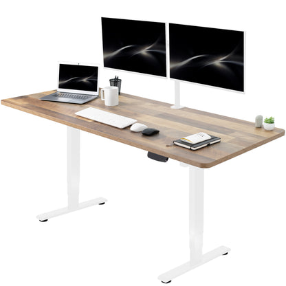 Heavy-duty electric height adjustable desktop workstation for active sit or stand efficient workspace.