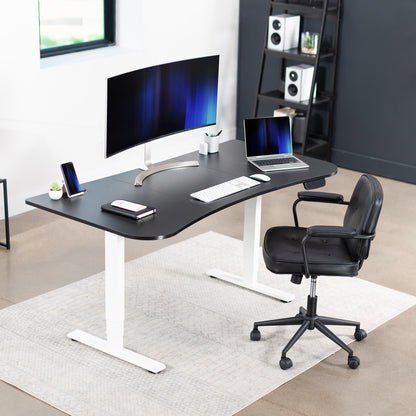 Ergonomic sit or stand active workstation with adjustable height using touch screen control panel.