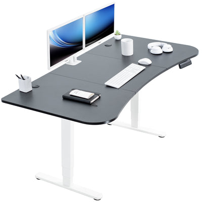 Sturdy sit or stand desktop workstation with adjustable height and wide tabletop surface.