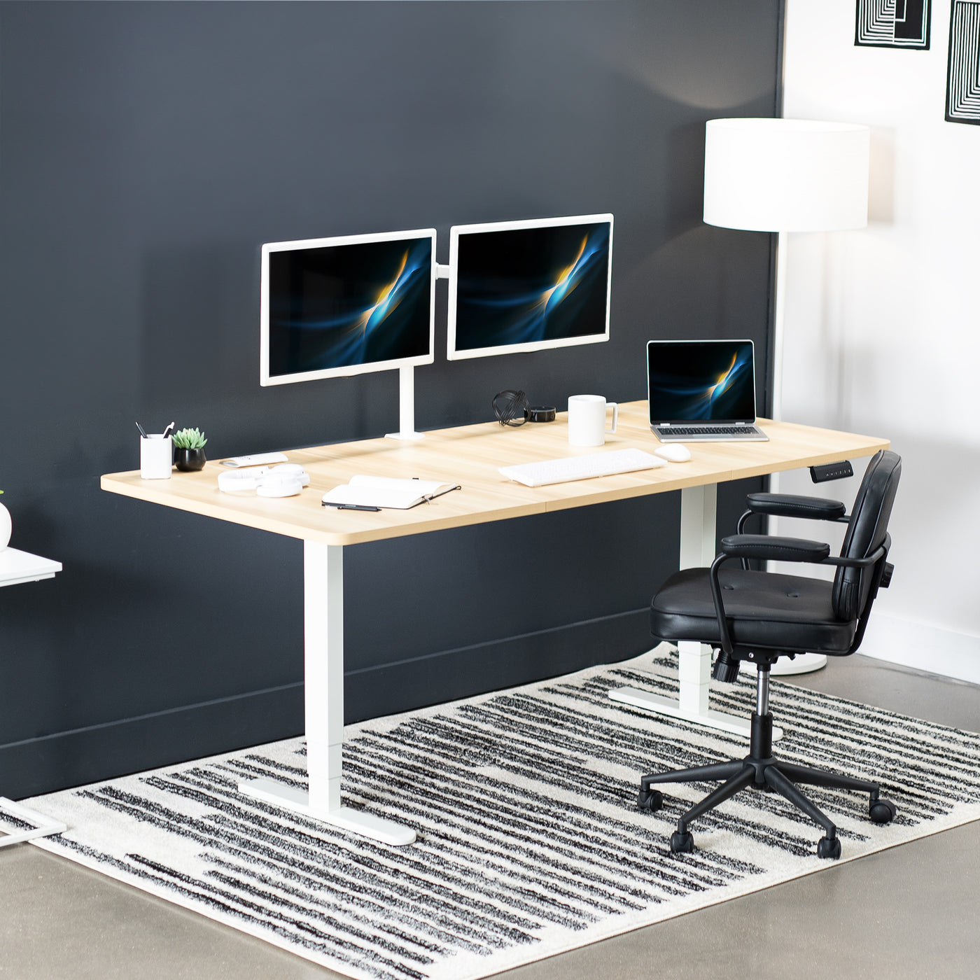 71" x 36" Electric Desk provides a convenient sit and stand workstation for the home or office.