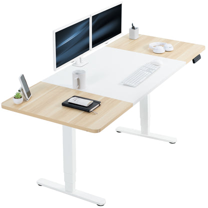 Large sturdy sit or stand workstation with adjustable height using a memory control panel.