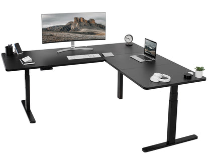 Sit or stand, 3-stage column, heavy-duty, L-shaped corner desk from VIVO. 