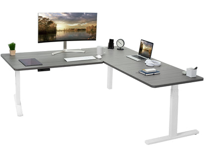 Enjoy a spacious workstation that accommodates an active work life with the Corner 77" x 71" Electric Desk