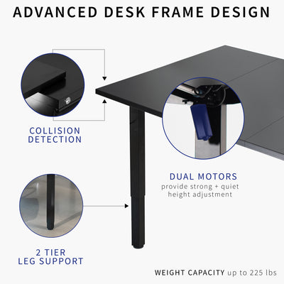 Dual Motor Electric 4-Leg Desk with Square Corner Top provides a spacious workstation for a conference room or project table and creates smooth height adjustment at the push of a button.