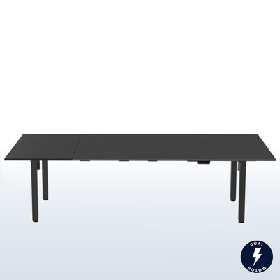 Dual Motor Electric 4-Leg Desk with Square Corner Top provides a spacious workstation for a conference room or project table and creates smooth height adjustment at the push of a button.