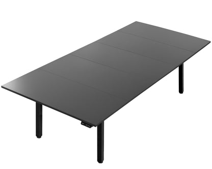 118" x 55" Dual Motor Electric 4-Leg Desk with Square Corner Top is an extra large height adjustable desk perfect for a conference room table or project workstation setup.