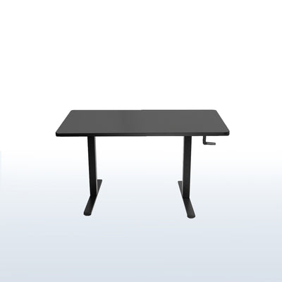 Black, simple crank height adjustable standing desk.