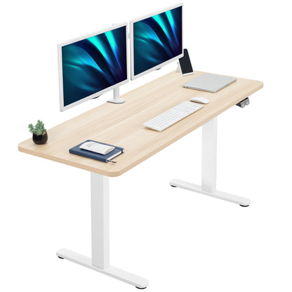 Heavy-duty electric height adjustable desktop workstation for active sit or stand efficient workspace.